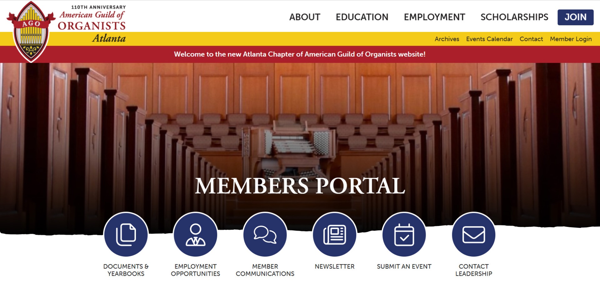 AGO Atlanta Member Portal homepage showcasing member-only features.